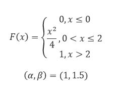 Непрерывная случайная величина X задана функцией распределения F(x). Найти плотность распределения F(x), математическое ожидание и дисперсию случайной величины. Изобразить графики функции распределения F(x) и плотности распределения F(x). Найти вероятность попадания случайной величины в интервал (α, β)