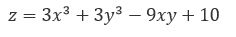 Исследовать на экстремум функцию: z=3x<sup>3</sup>+3y<sup>3</sup>-9xy+10