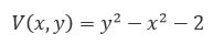 Найти множество точек, в которых функция U(x,y) (или V(x,y)  является гармонической. Выяснить, существует ли аналитическая в некоторой области D функция: f(z) = x + iy , на которой Re f = u (соответственно Im f = V ). Если такая функция f(z) существует, то найти ее V(x, y) = y<sup>2</sup> - x<sup>2</sup> - 2