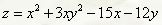 Найти экстремумы функции z = x<sup>2</sup> + 3xy<sup>2</sup> - 15x - 12y