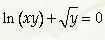 Найти производную функций, заданных неявно ln(xy) + √(y) = 0