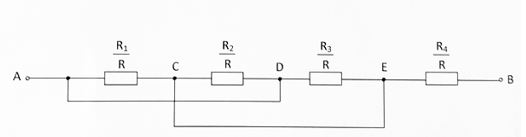 Определить эквивалентное сопротивление цепи относительно вводов АВ.