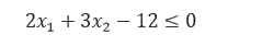 Найти полуплоскость, определяемую неравенством <br /> 2x<sub>1</sub> + 3x<sub>2</sub> - 12 ≤ 0 
