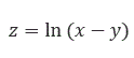 Найти область существования функции <br /> z = ln(x - y)