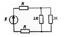 Эквивалентное сопротивление цепи относительно источника ЭДС составит <br /> 1.	6R; <br /> 2.	R; <br /> 3.	3R; <br /> 4.	4R