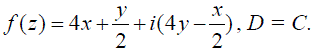 Установить, является ли функция f(z) аналитической в данной области D и, если это так, то найти f’(z).