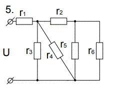 <b>ЗАДАЧА 1. Расчет разветвленной цепи постоянного тока с одним источником энергии </b><br />В электрической цепи, изображенной на рис. 2.1, определить токи в ветвях, напряжение на зажимах и составить баланс мощности. Значения сопротивлений резисторов и ток в ветви с сопротивлением r2 приводятся в табл. 2.1. <br /><b>Вариант 57 </b>  <br />Дано: I2= 8 A, R1 = 15 Ом, R2 = 11 Ом, R3 = 14 Ом, R4 = 13 Ом, R5 = 7 Ом, R6 = 12 Ом.