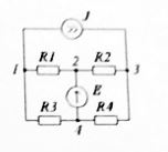 Каков порядок системы уравнений для расчета этой цепи методом узловых потенциалов и методом контурных токов? Запишите СЛАУ для на нахождения токов <br /> 1. 2 и 3; <br /> 2. 1 и 2; <br /> 3. 1 и 3; <br /> 4. 2 и 2; <br /> 5. 1 и 1