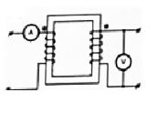 На общем сердечнике надеты две одинаковые катушки (X<sub>1</sub> = X<sub>2</sub> = 6 Ом). Что покажет вольтметр, если амперметр показывает 3,5 А (синус/ток), а коэффициент связи k = 1. Приборы – электромагнитной системы. <br />1. задачу решить нельзя; <br /> 2. 0; <br /> 3. 21 В; <br /> 4. 42 В.
