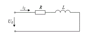 <b>Расчет переходного процесса в цепи операторным методом</b><br /> На вход последовательной RL-цепи, изображенной на рисунке 2.1,  в момент времени t = 0 подается скачок напряжения величиной U0 = 8 В.  <br /> Необходимо найти зависимость входного тока i1(t) от времени при нулевых начальных условиях. <br />Параметры схемы: R = 0,05 кОм, L = 2000 мГн, U = 1 В.