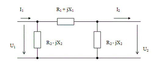 Для четырёхполюсника, представленного на рисунке 4-1 определить :<br /> - сопротивления холостого хода   Zхх   и короткого замыкания    Zкз ; <br />- коэффициенты   A, B, C, D ; <br />- постоянную передачи ; <br />- напряжение U2 ; токи I1 и I2 ; активные мощности   Р1  и  Р2 ; коэффициент полезного действия, когда к четырёхполюснику подключена нагрузка в виде сопротивления    R ; <br />- характеристическое сопротивление Zc ; <br />- входное сопротивление четырёхполюсника,  когда к четырёхполюснику подключена нагрузка равная характеристическому сопротивлению   Zc;<br /> - напряжение U2 ; токи I1 и I2 ; активные мощности   Р1  и  Р2 ; коэффициент полезного действия, когда к четырёхполюснику подключена нагрузка в виде сопротивления    ZC . <br /><b>Вариант 579</b><br />Дано:<br /> U1  = 250 В<br /> R1  = 4 Ом<br /> Х1  = 2 Ом <br />R2  = 10 Ом <br />X2  = 6 Ом <br />R = 17 Ом