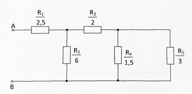 <b>Задача 11.</b> Определить эквивалентное сопротивление цепи относительно вводов АВ