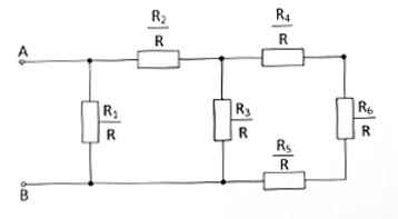 <b>Задача 15.</b> Определить эквивалентное сопротивление цепи относительно вводов АВ