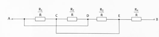<b>Задача 17.</b> Определить эквивалентное сопротивление цепи относительно вводов АВ
