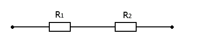 Два резистора сопротивлениями R<sub>1</sub> = 3 Ом и R<sub>2</sub> = 6 Ом соединены последовательно в цепь, схема которой показана на рисунке. По цепи течет ток. Сравните напряжения U<sub>2</sub> и U<sub>1</sub> на резисторах R<sub>2</sub> и R<sub>1</sub>. 