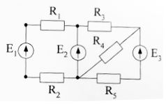   Методом узлового напряжения определить токи во всех участках цепи, если: <br />E1 = 120 В, Е2 = 40 В <br />R1 = 10 Ом, R2 = 4 Ом, R3 = 6 Ом, R4 = 4 Ом, R5 = 10 Ом <br />r01=r02=r03=0