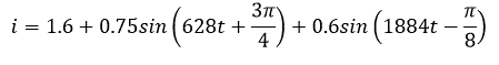 Чему равен период третьей гармоники функции<br /> i=1.6+0.75sin(628t+3π/4)+0.6sin(1884t-π/8)