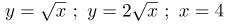 С помощью двойного интеграла, вычислить площадь фигуры, ограниченной линиями y=√x, y = 2√x, x = 4