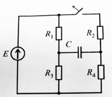 <b>Задача 1. </b>Рассчитать ток в резисторе R4 после размыкания ключа. Построить график. <br />E = 10 В, R1 = R4 = 5 кОм, R2 = R3 = 10 кОм, C = 0.15 мкФ
