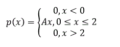 Непрерывная случайная величина  имеет плотность вероятности. Найти: параметр A, интегральную функцию распределения, математическое ожидание и дисперсию этой случайной величины, вероятности событий  X > 1, 0,5 ≤ X ≤ 1,5.