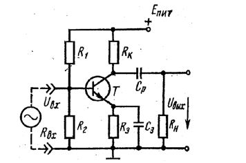 Рассчитать каскад транзисторного усилителя напряжения с общим эмиттером, принципиальная схема которого изображена на рис. 1 и определить h - параметры выбранного типа транзистора.<br /> <b>Вариант 19</b>