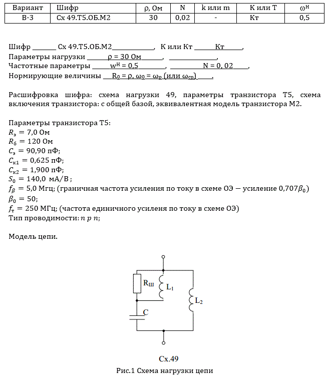 Схемные функции и частотные характеристики линейных электрических цепей (курсовая работа)<br /><b>Вариант 3</b> Шифр Сх 49.Т5.ОБ.М2