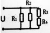 Определить токи и напряжения всех участков цепи. Рассчитать мощность цепи и стоимость электроэнергии, израсходованной за 8 часов работы, если 1 кВт•ч стоит 2.5 рублей. <br /><b>Вариант 7</b> <br /> <b>Дано</b>: U = 240 В R1 = 2.12 Ом, R2 = 20 Ом, R3 = 10 Ом, R4 = 50 Ом