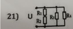 Определить токи и напряжения всех участков цепи. Рассчитать мощность цепи и стоимость электроэнергии, израсходованной за 8 часов работы, если 1 кВт•ч стоит 2.5 рублей. <br /><b>Вариант 21</b> <br /> <b>Дано</b>: U = 240 В R1 = 2.12 Ом, R2 = 20 Ом, R3 = 10 Ом, R4 = 50 Ом.
