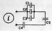 Определить эквивалентную емкость батареи конденсаторов. <br /><b>Вариант 1</b><br /><b> Дано:</b> С1 = 2 мкФ, С2 = 6 мкФ, С3 = 1 мкФ, С4 = 2 мкФ, С5 = 2 мкФ