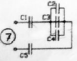 Определить эквивалентную емкость батареи конденсаторов. <br /><b>Вариант 7</b><br /><b> Дано:</b> С1 = 2 мкФ, С2 = 6 мкФ, С3 = 1 мкФ, С4 = 2 мкФ, С5 = 2 мкФ