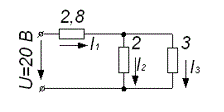 Определить токи электрической схемы, сопротивления (R) которой представлены в Омах