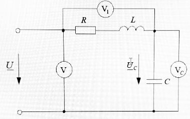 При резонансе в цепи с показаниями вольтметров U = 5 В, Uc = 12 В, вольтметр V1 покажет…В <br />1.	13 В <br />2.	17 В <br />3.	7 В <br />4.	5√12В