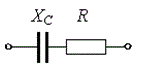Полное сопротивление Z приведенной цепи при  Х<sub>С</sub> = 40 Ом  и R = 30 Ом составляет<br />1.	50 Ом. <br />2.	10 Ом. <br />3.	1200 Ом. <br />4.	70 Ом.