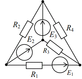 Составить систему уравнений для определения токов в ветвях по законам Кирхгофа