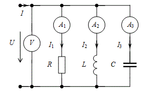 <b>Задача 2 Вариант 5</b><br />Дано: I1 = 3 A, I2 = 6 A, I3 = 2 A, U = 120 B. <br />Определить реактивную мощность всей цепи.