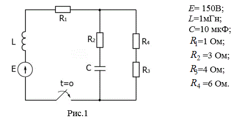 Определить ток i1 при заданных параметрах элементов цепи и источника ЭДС. Построить график изменения тока.<br /> <b>Вариант 12</b>