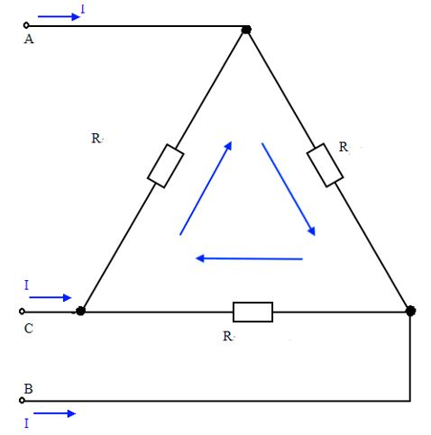  №5 трёх фазный нагревательный элемент подключен треугольником. Во сколько раз изменится мощность тента при обрыве одной линии?