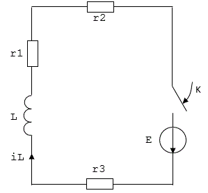 1. Рассчитать переходный процесс в электрической цепи при действии источника синусоидального ЭДС. Построить графики переходных процессов<br /> 2. Операторным методом определить ток источника и убедиться в совпадении <br /><b> Вариант 3</b><br />R1 = 6 Ом, R2 = 94 Ом, R3 = 50 Ом, L = 3 Гн<br />e(t)=50sin(ωt-45°)<br /> После исключения одного реактивного элемента и переноса ключа схема примет вид