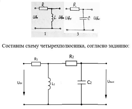 Для заданной вариантом электрической цепи рассчитать частотную характеристику K(ω). Построить графики амплитудно-частотной (АЧХ)  и фазочастотной (ФЧХ) характеристик. <br />Код цепи 1-3 <br />Постоянная времени цепи: τ1 = 4·τ2 <br />Соотношение резисторов 7·R1 = R2