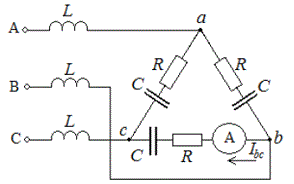 <b>Задача 10.6</b>  <br />Дано: u<sub>АВ</sub> = 536sinωt +60sin3ωt+40cos5ωt В, R=1/ωС= 60 Ом, ωL=20 Ом.  <br />Определить показание амперметра электромагнитной системы.