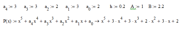 Численное интегрирование<br />Вычислить интеграл от многочлена P(x) в пределах от 1 до 2.2 с шагом h = 0.2, используя формулы:<br /> а) центральных прямоугольников;<br />б) трапеций;<br />в) Симпсона.<br /> Оценить погрешность результатов. Проверить справедливость оценок, сравнив полученные приближенные значения интеграла с точным значением, вычисленным по формуле Ньютона-Лейбница<br /> Значение многочлена вычислять по схеме Горнера. Промежуточные вычисления вести с шестью значащими цифрами. Ответы записать с учетом погрешности<br /> <b>Вариант 3</b>