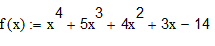 Одномерная оптимизация<br /> Методом золотого сечения найти с точностью ε=10<sup>-1</sup> минимум функции. Выбрав полученное решение в качестве начального приближения, найти решение уравнения методом бисекции с точностью ε=10<sup>-3</sup> и Ньютона с точностью ε = 10<sup>-4</sup><br /> <b>Вариант 14</b>