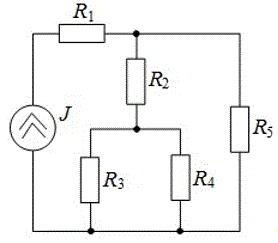 <b>Задача 3</b><br />Определите напряжение на резисторе R5, если J=0.1 А, <br />R1=12 Ом, R2=16 Ом, R3=40 Ом, R4=60 Ом, R5=10 Ом.   <br />Ответ дайте в вольтах с точностью до одной цифры после десятичной точки.