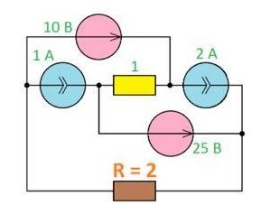 Определить падение напряжения на выделенном резисторе (коричневый цвет) методом эквивалентного генератора.