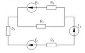 Для сложной электрической цепи постоянного тока определить токи в ветвях методом контурных токов. Выполнить проверку решения, используя баланс мощностей. Исходные данные: R1 = 5 Ом, R2 = 12 Ом, R3 = 7 Ом, R4 = 6 Ом; Е1 = 120 В, Е2 = 48 В, Е3 = 24 В