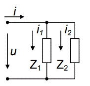 <b>Задача 5</b><br />Электрическая цепь состоит из параллельно соединенных комплексных сопротивлений Z1 = r1 + jx1 и Z2 = r2 + jx2. Известно, что r1 = r2 = r0, где r0 - активная составляющая сопротивления всей цепи. Найти сдвиг фаз между токами i1 и i2 и реактивное сопротивление всей цепи. (Из условия r1 = r2 = r0 связь между r0 и x1, x2 получается в таком виде, что x0 определяется независимо от x1 и x2). Найти I, если r0 = 50 Ом, U = 10 В.