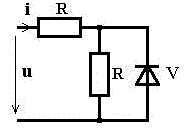 Напряжение на входе схемы U=-50 B, сопротивление каждого резистора 100 Ом. Чему равен ток?  <br />0,25 А <br />1 А <br />-1 А <br />-0,5 А <br />4 А