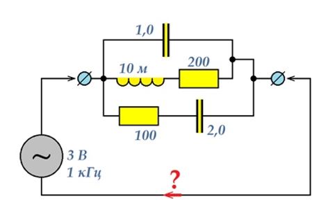 Вычислить ток, текущий через двухполюсник (показания амперметра)