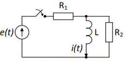 Исходные данные: R1 = 0,5 кОм, R2 = 1 кОм, L = 1 мГн,  e(t) = 10 sin(10<sup>6</sup>t + π/6) B. <br />Определить ток i(t) и построить его график. Сравнить постоянную цепи с периодом ЭДС