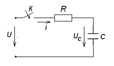 Задача 3 <br />По указанной схеме постоянного тока определить переходное напряжение емкости Uc(t). Ответ указать в виде выражения Uc(t).